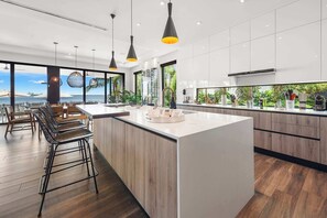 Fridge, microwave, oven, stovetop - Luxury Bayfront Villa with Pool New Construction (North Bay Village)