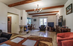 TV, fireplace