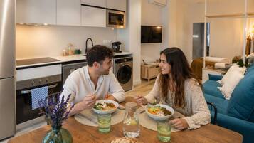Fridge, microwave, oven, dishwasher
