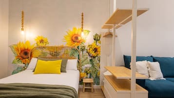 1 slaapkamer, een strijkplank/strijkijzer, gratis wifi, beddengoed