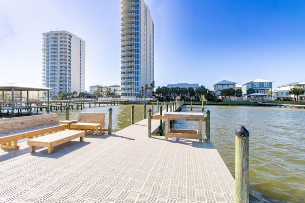 We sit on the beautiful Lagoon Bay, just steps from the Gulf Coast Beach!