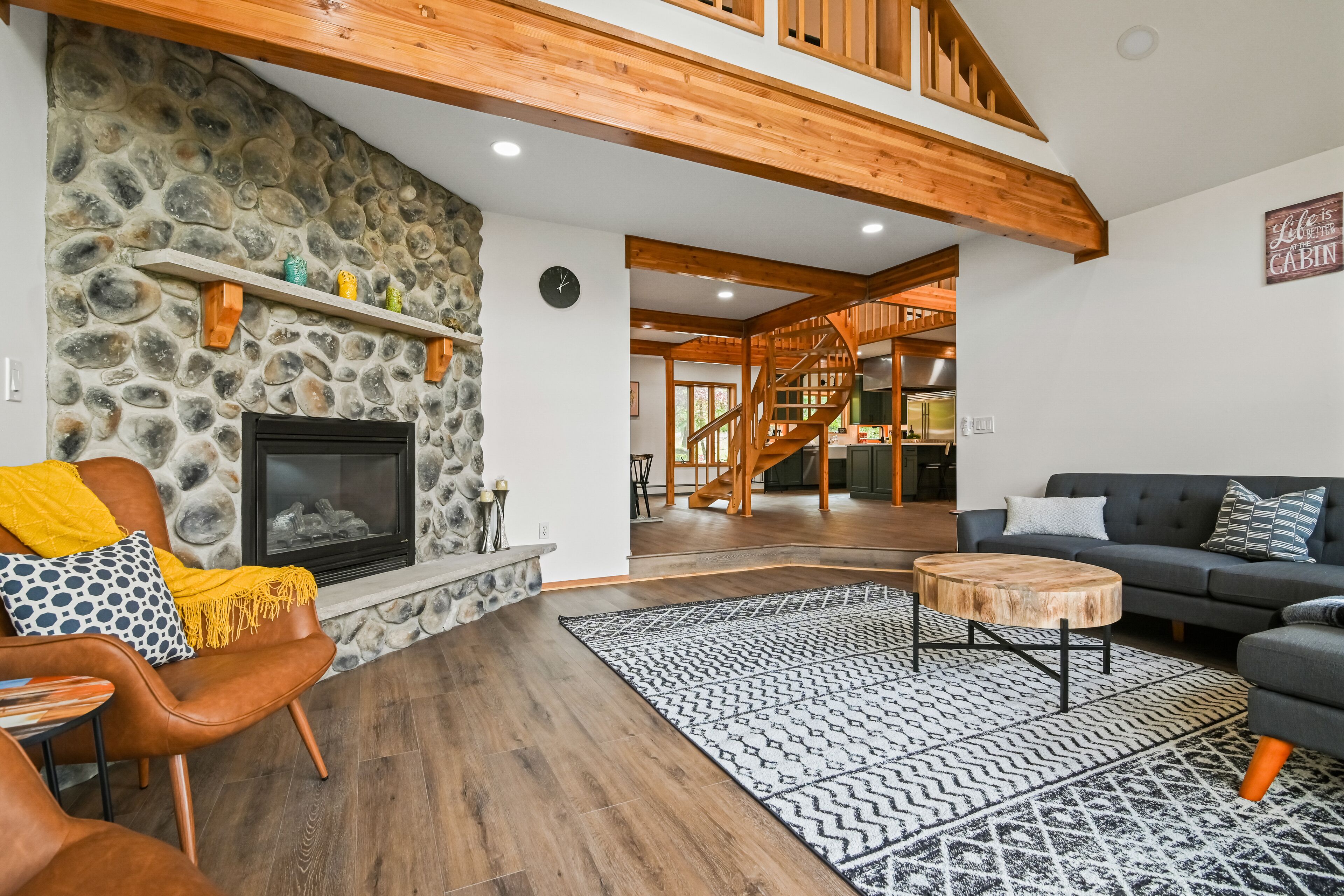 Dog-friendly home with pools, tennis, game room, pool table, firepit, fireplace