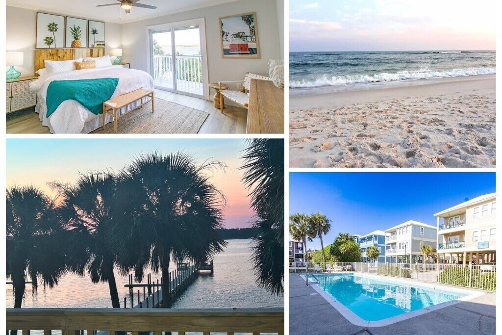 We sit on the beautiful Lagoon Bay, just steps from the Gulf Coast Beach!