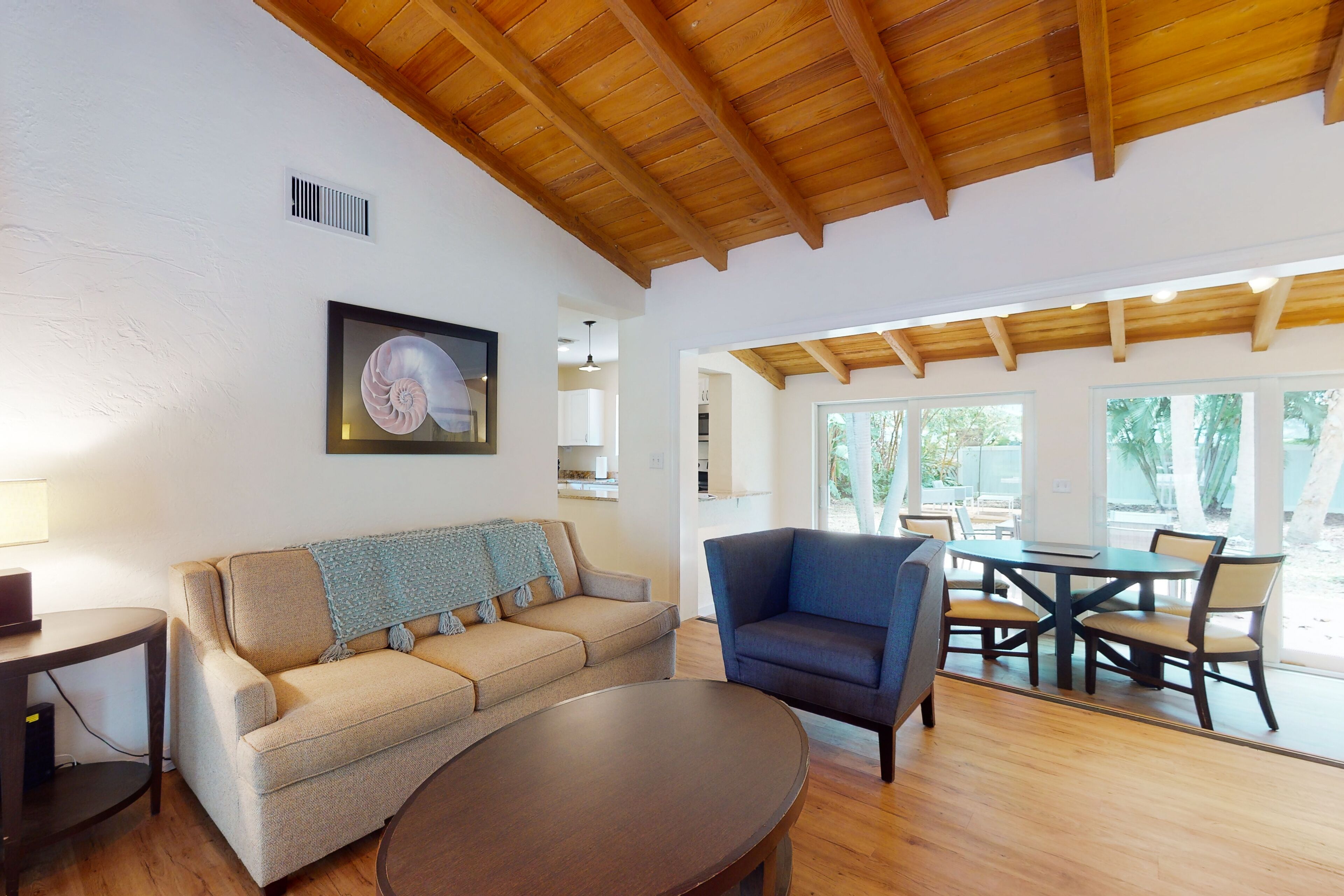 Inviting dog-friendly home with yard, full kitchen, central AC, & W/D