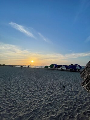 On the beach, white sand, beach umbrellas - Hotel Palma Azul Beach (Coveñas)