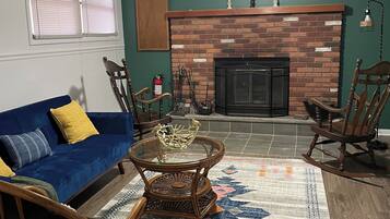 Smart TV, fireplace, foosball, table tennis