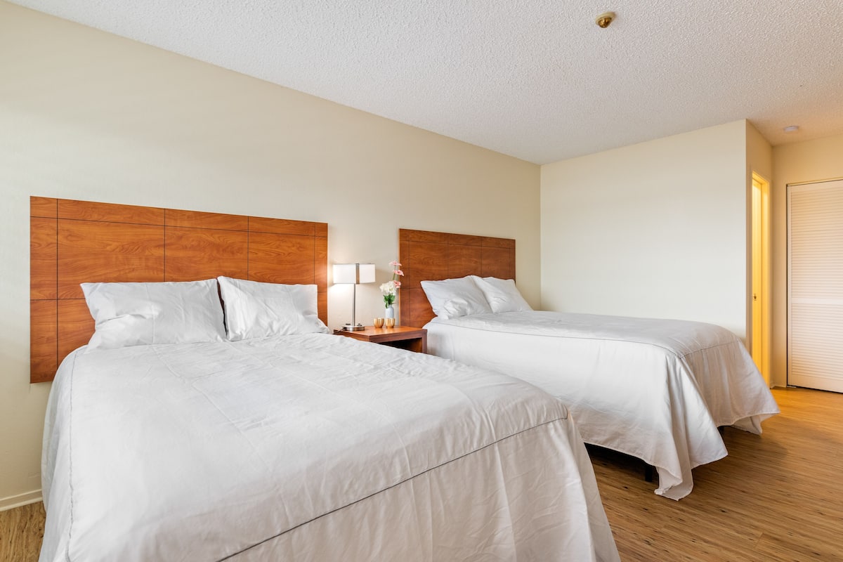 1 bedroom, desk, laptop workspace, iron/ironing board