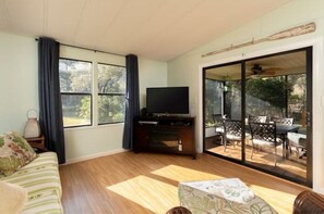 Smart-TV, Kamin, DVD-Player, Bücher