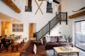 Smart TV, fireplace, video games, stereo