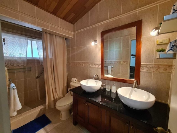 Comfort Villa | Bathroom | Rainfall showerhead, towels