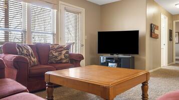 Smart TV, fireplace, DVD player