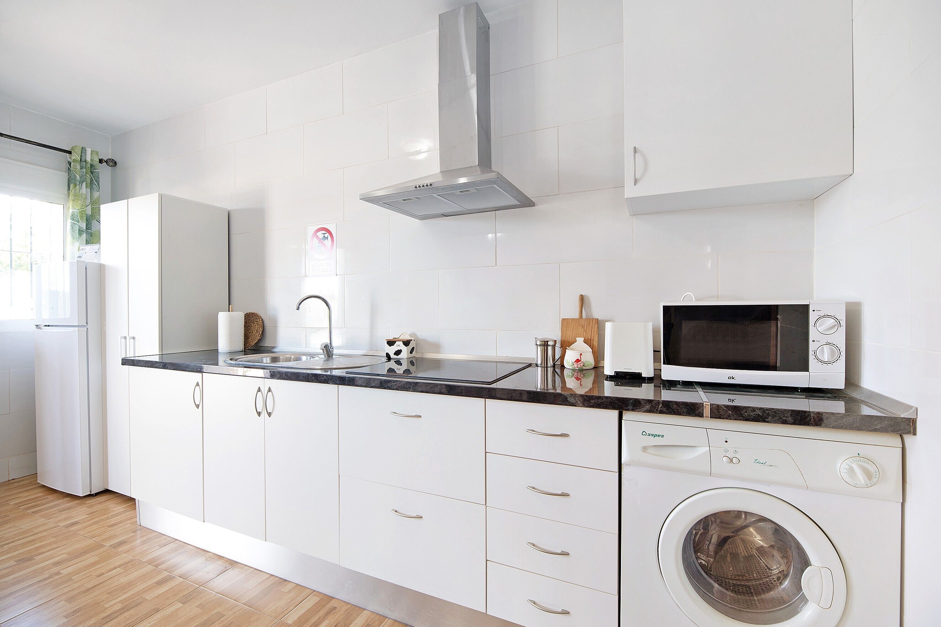 Fridge, microwave, stovetop, toaster