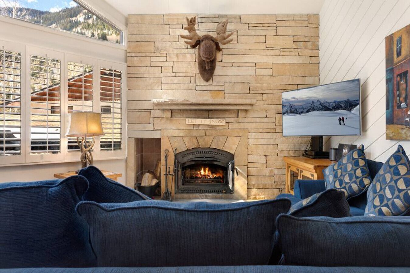 TV, fireplace, stereo