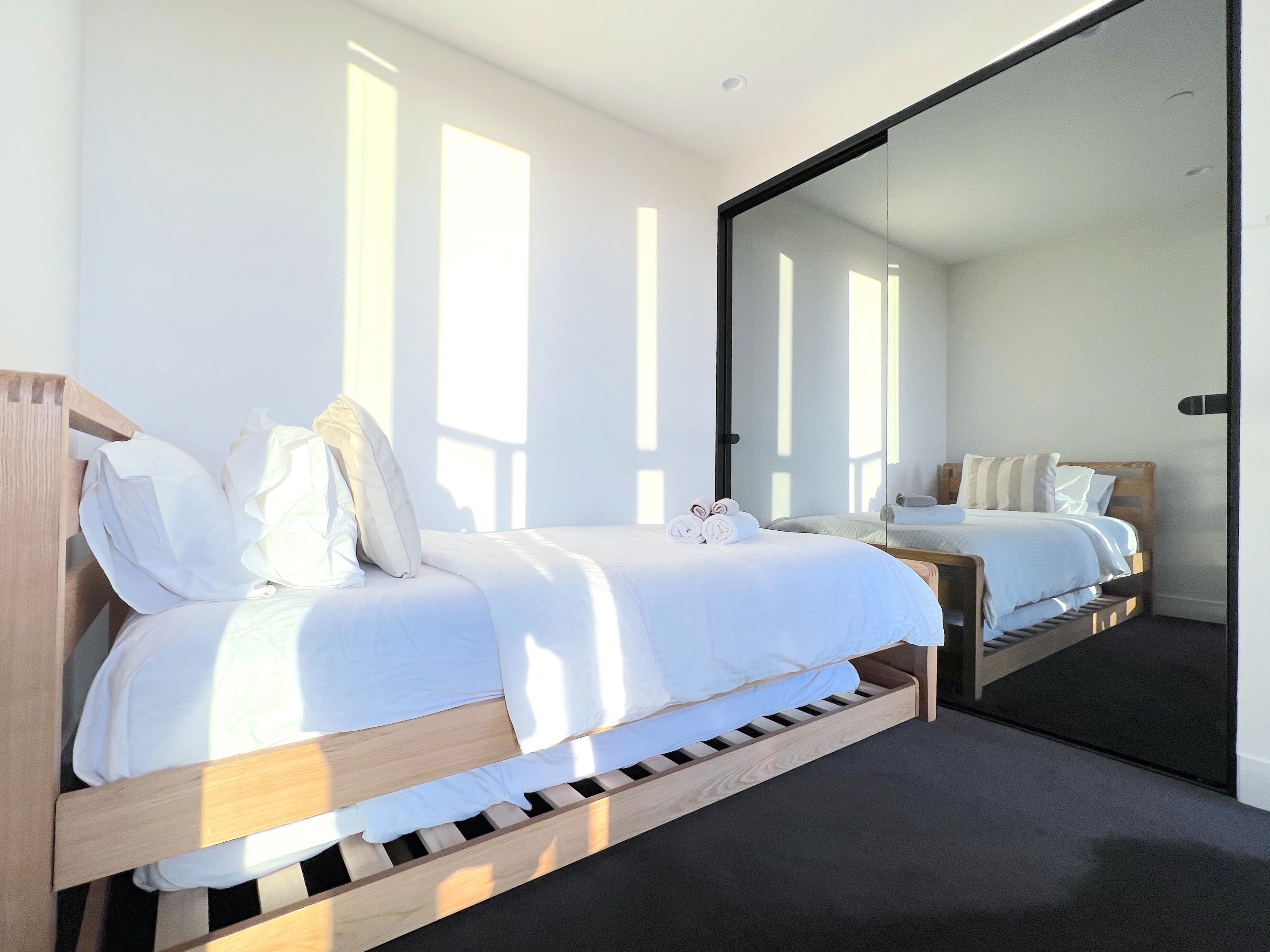 2 bedrooms, blackout curtains, iron/ironing board, free WiFi