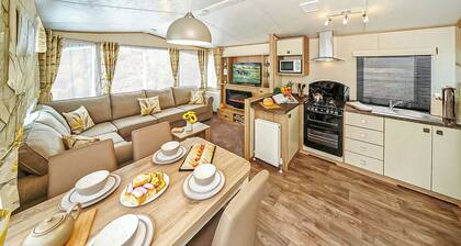 12ft-wide caravan with one double and two twin.