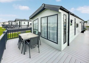Outdoor dining - Astoria Caravan Pet Friendly Decking (Nr New Quay, Cardiganshire)