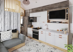 Fridge, oven, stovetop, toaster - 1 bedroom accommodation in Slaley, Hexham (Slaley, Hexham)