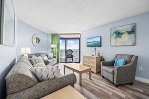 TV, offices - Lovely Beach View 3BR,King,Pool,P143 (Myrtle Beach)