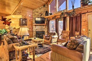 TV, fireplace, video-game console