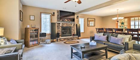 House (4 Bedrooms) | Living area | Fireplace, video-game console, DVD player