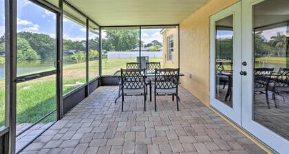 Lanai & Pond at Tranquil Bradenton Retreat!