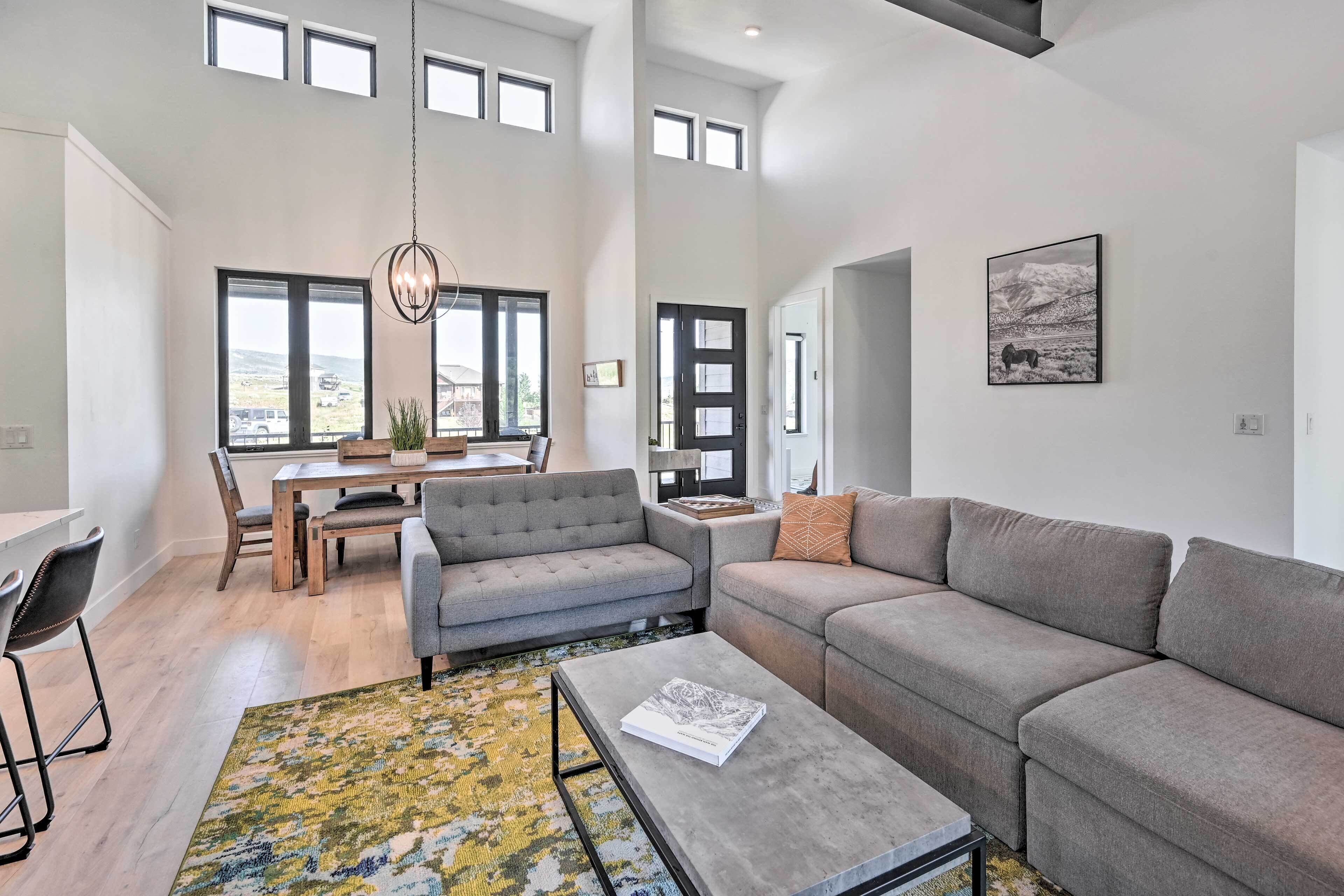 TV, fireplace, books