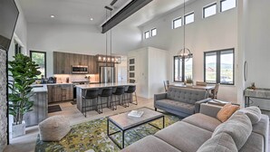 TV, fireplace, books - Mountain-view Oak Creek Paradise w/ Hot Tub! (Oak Creek)