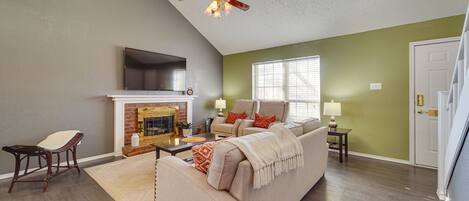 House (3 Bedrooms) | Living area | TV, fireplace