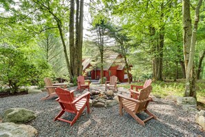 House (4 Bedrooms) | Front of property - Outdoor Theater, Deck & Fire Pit: Poconos Retreat (Lake Harmony)