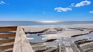 A beach with terraced salt flats and a wooden walkway. - Beachfront Family Condo w/ Stunning Views! (Sneads Ferry)