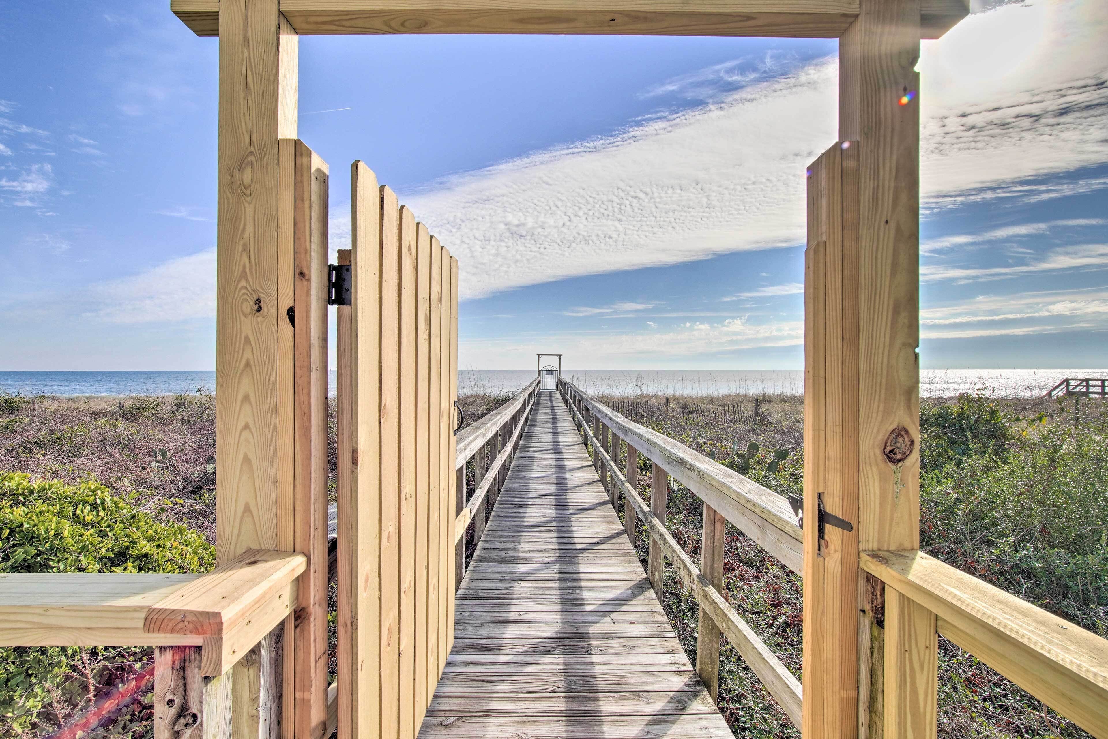Ocean-view Condo w/ Deck, Steps to Carolina Beach!