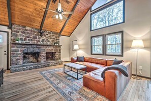 House (Multiple Bedrooms) | Front of property - Game Room, Fire Pit & Deck: Spacious Poconos Home! (Lake Harmony)