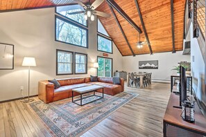 House (Multiple Bedrooms) | Interior - Game Room, Fire Pit & Deck: Spacious Poconos Home! (Lake Harmony)