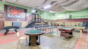 An indoor recreational area with a pool table, a billiards table, and a poker table. - Direct Trail Access! ATV Riding Home Base in Gary (Gary)