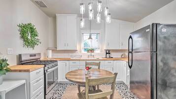 Microwave, oven, stovetop, blender