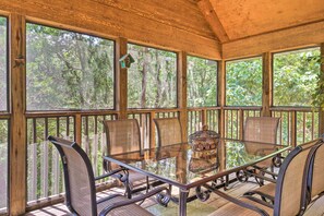 House (2 Bedrooms) | Interior - Screened Deck: Cozy Branson West Cabin! (Branson West)