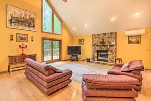 House (5 Bedrooms) | Interior - Fire Pit, Indoor Pool Access: Big Bass Lake Cabin (Gouldsboro)