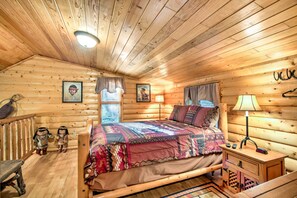 House (1 Bedroom) | Interior - Porch & Fire Pit: Rustic Log Cabin in Smokies! (Cosby)