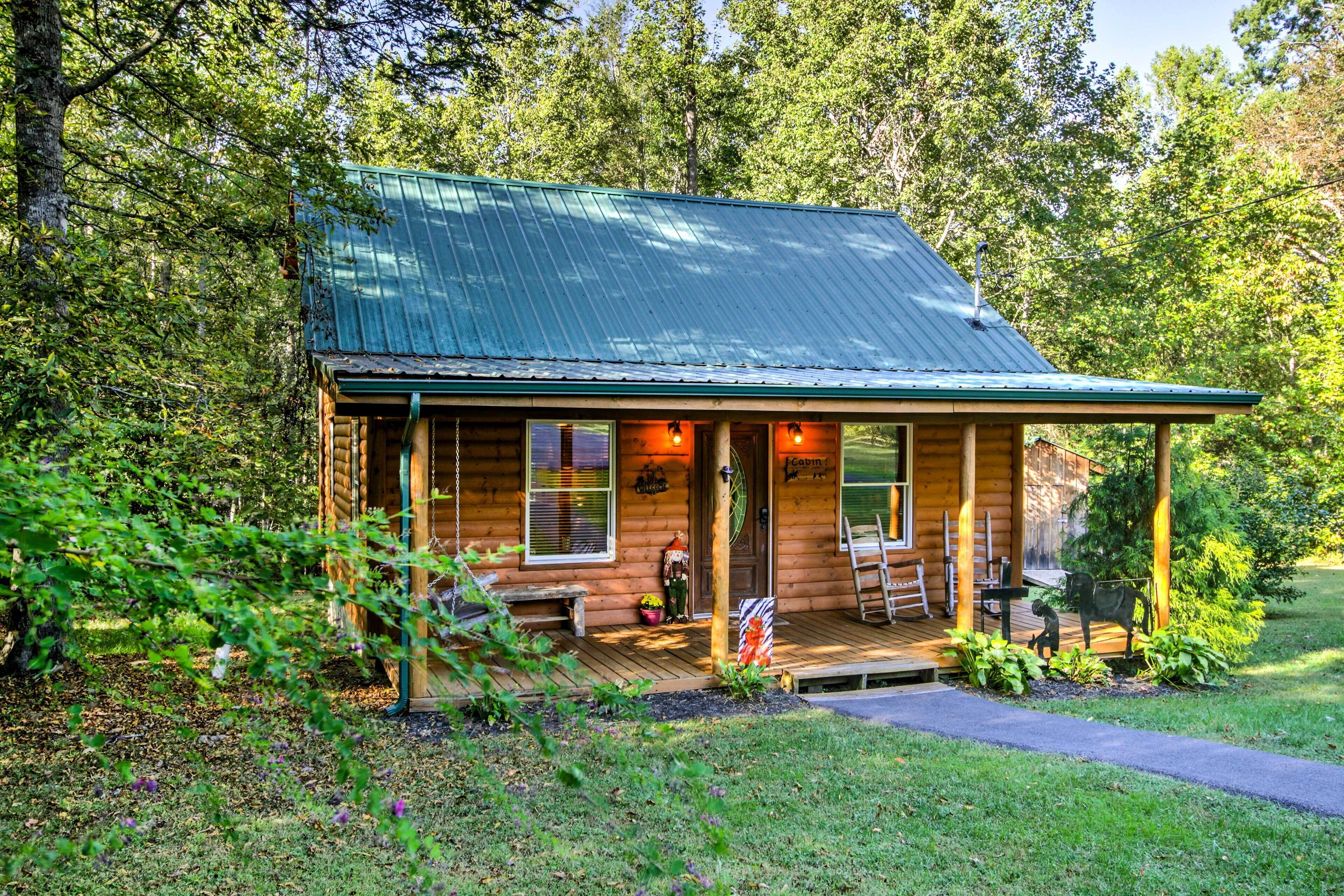 Smoky Mountain Rustic Log Cabin w/ Furnished Patio