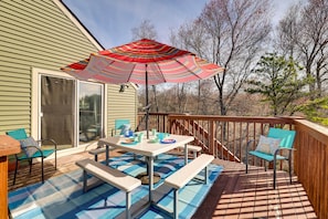 House (3 Bedrooms) | Interior - Dock + Fire Pit: Lakefront Poconos Retreat! (Long Pond)
