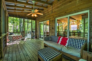 House (0 Bedroom) | Interior - Screened Porch: The Coop Robbinsville Cabin! (Robbinsville)
