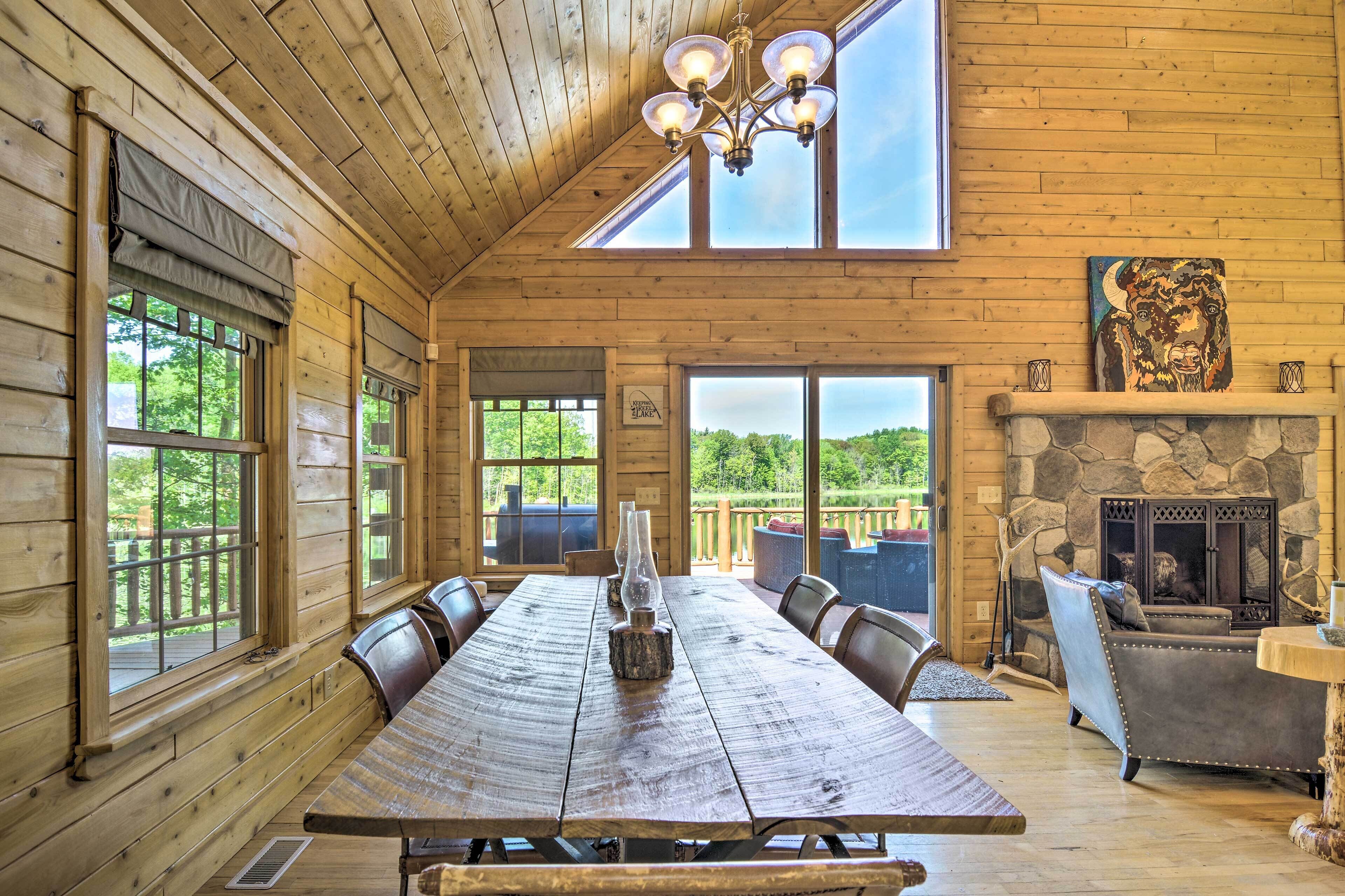 Cabin on Lake w/ 63 Acres & Trails + Guest House!