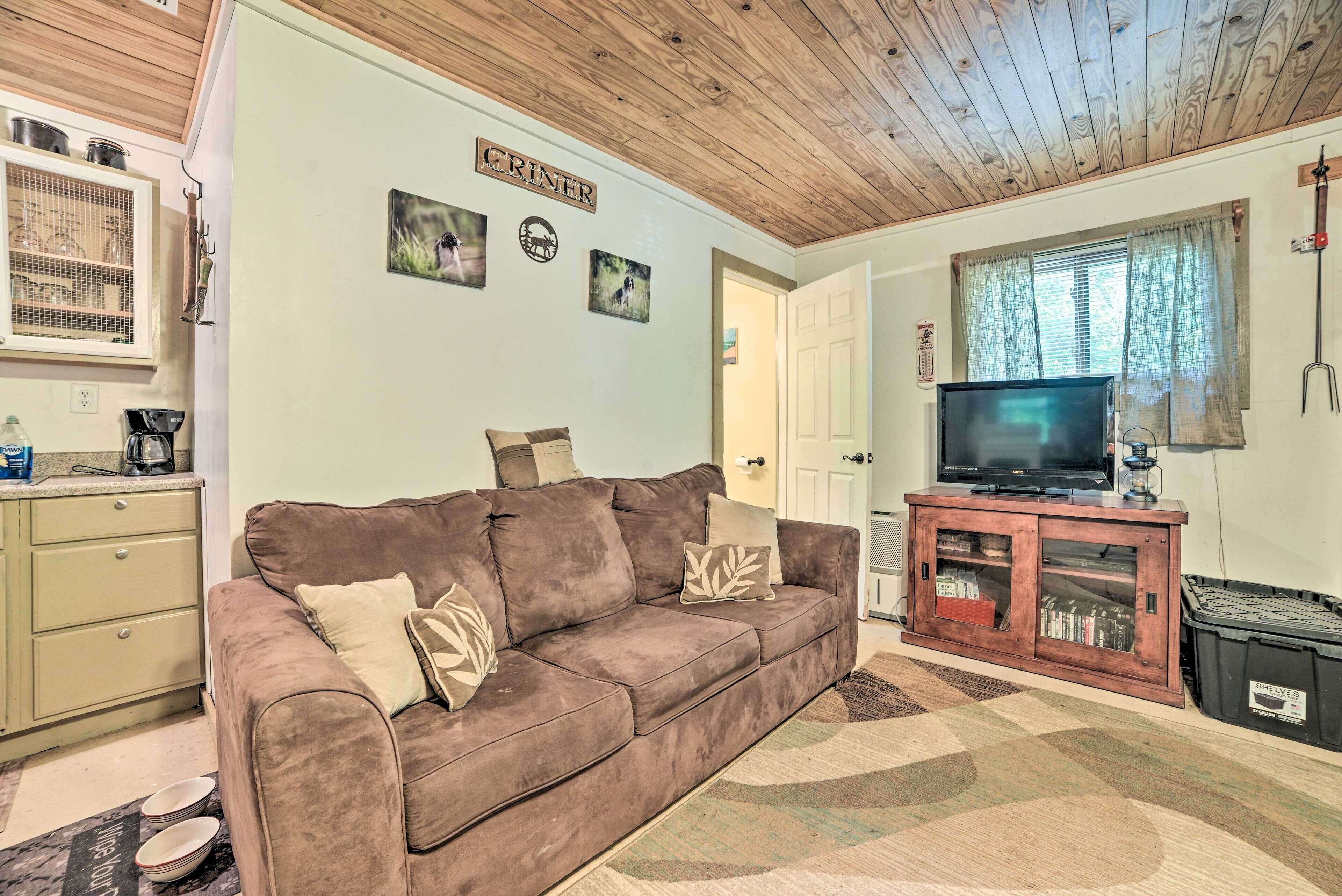 TV, DVD player, books