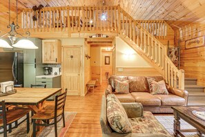 House (2 Bedrooms) | Interior - Fire Pit & Porch: Warm & Woodsy Rothbury Escape! (Rothbury)