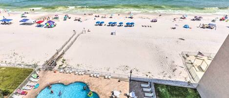 On the beach, beach towels