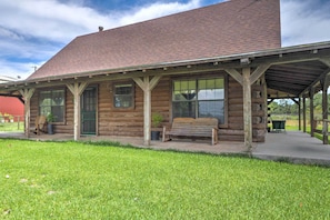 House (2 Bedrooms) | Front of property - On Farm: Rustic Carmine Log Cabin w/ Porch! (Carmine)