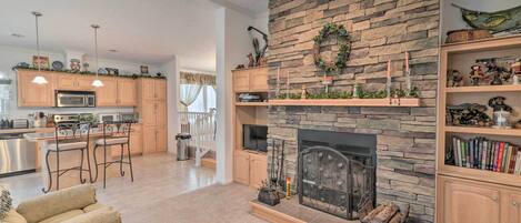 House (3 Bedrooms) | Living area | TV, fireplace