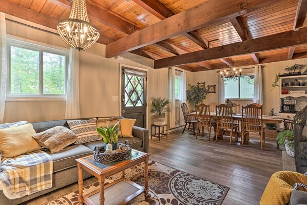 Fireplace - Welcoming Poconos Retreat w/ Deck & Pool Access (Tobyhanna)