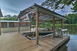 House (2 Bedrooms) | Interior - Rustic-chic Riverfront Home w/ Dock, Deck & Canoes (Tallassee)