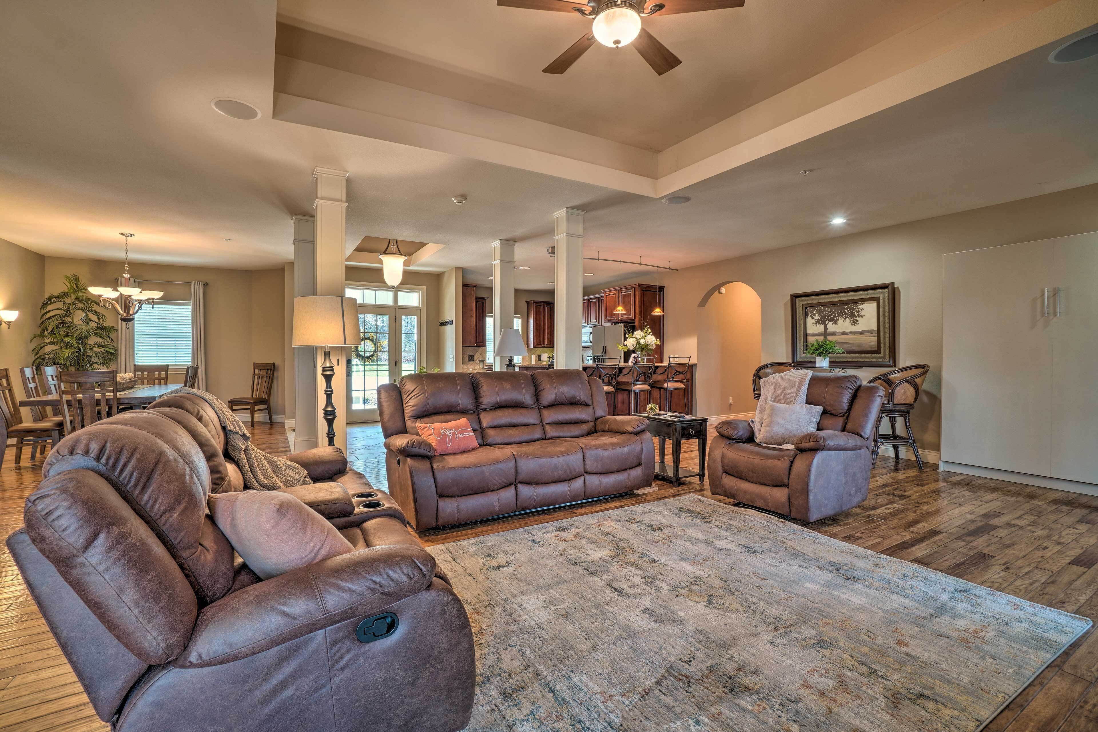TV, fireplace, books